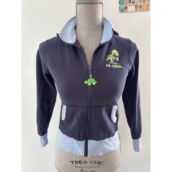 Vintage Y2k Turtle I'm Falling and Can't Get Up Turtle Graphic Hoodie Girl 12/14 - Picture 1 of 6